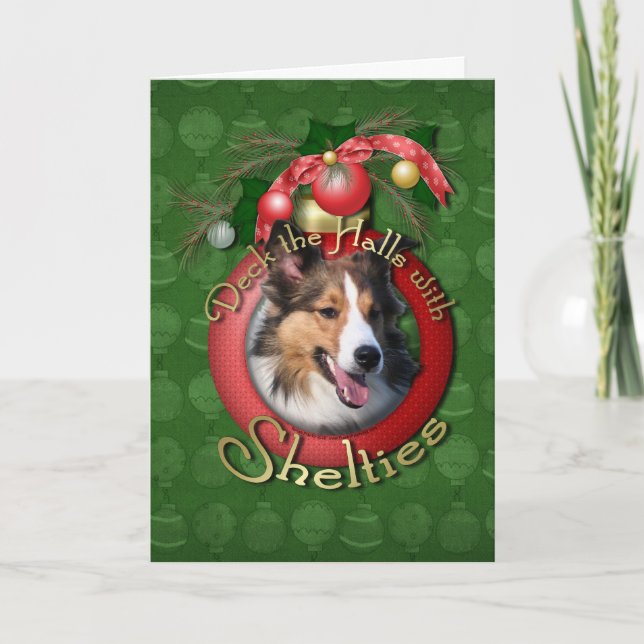 Cartes Pour Fêtes Annuelles Noël - plate-forme les halls - Shelties (Devant)