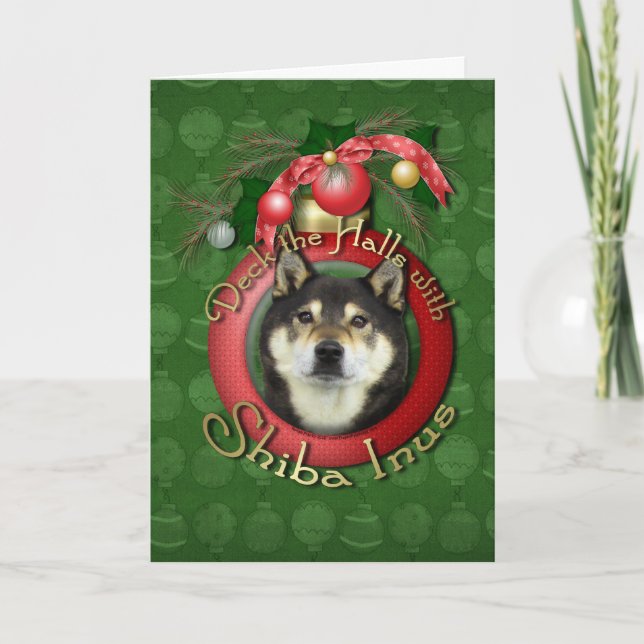 Cartes Pour Fêtes Annuelles Noël - plate-forme les halls - Shiba Inus - Yasha (Devant)
