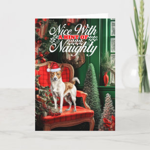 Cartes Pour Fêtes Annuelles Noël Podengo Pequeno Chien Naughty ou Nice