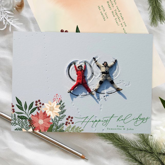 Cartes Pour Fêtes Annuelles Noël Poinsettia Festive Photo Happiest (Créateur téléchargé)