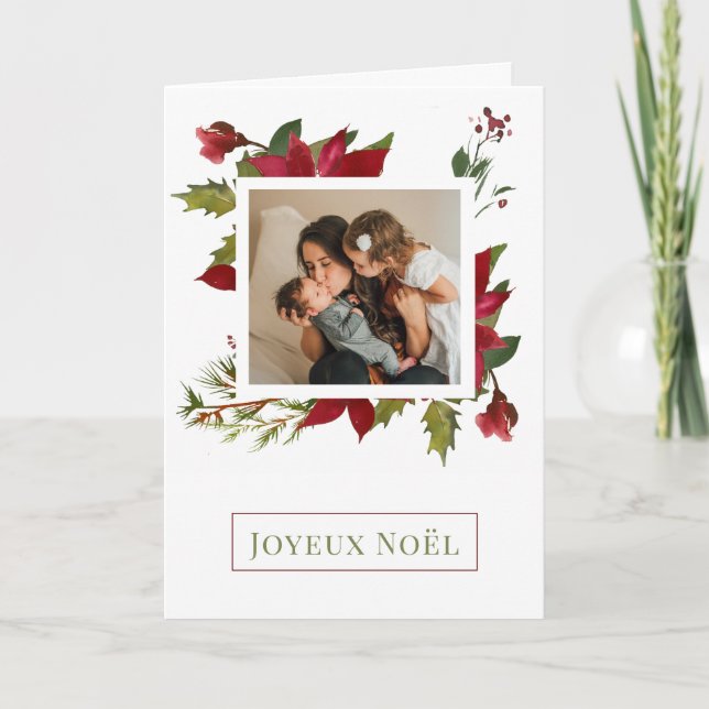 Cartes Pour Fêtes Annuelles Noël Poinsettia Joyeux Noël (Devant)