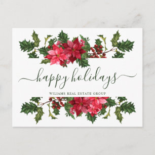 Cartes Pour Fêtes Annuelles Noël Poinsettia Mistletoe Salutation d'entreprise