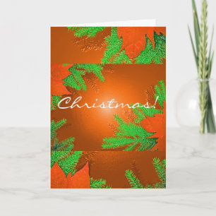 Cartes Pour Fêtes Annuelles Noël Poinsettia Orange Et Vert En Anglais
