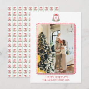 Cartes Pour Fêtes Annuelles Noël Porte rouge Monogramme Photo Grandmillentenai