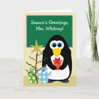 Cartes Pour Fêtes Annuelles Noël pour le pingouin mignon enseignant en classe