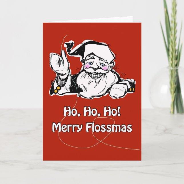 Cartes Pour Fêtes Annuelles Noël pour l'hygiéniste dentaire, Merry Flossmas (Devant)
