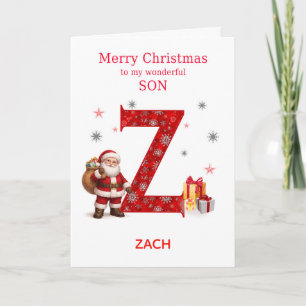 Cartes Pour Fêtes Annuelles Noël pour un fils - Ajoutez un prénom commençant p