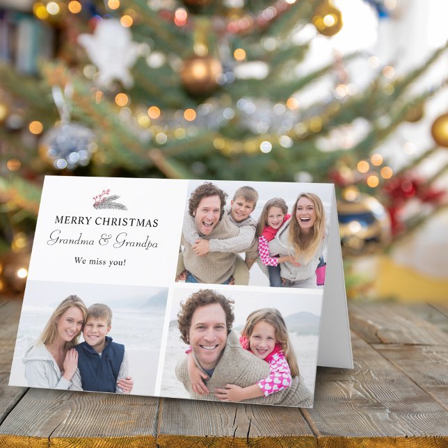 Cartes Pour Fêtes Annuelles Noël Printemps Berries Photos Grand-parents (Christmas Spring Berries Photos Grandparents Holiday Card)
