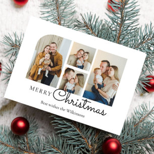 Cartes Pour Fêtes Annuelles Noël quatre famille photo minimaliste