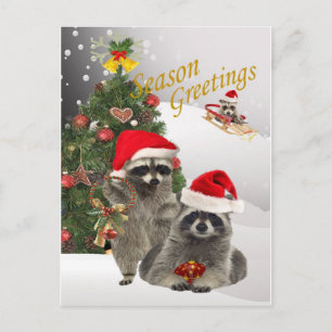 Cartes Pour Fêtes Annuelles Noël Raccoon Un Moment Pour S'Amuser