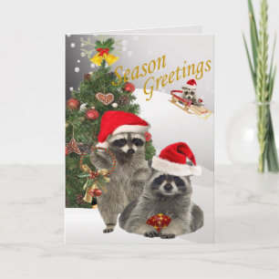 Cartes Pour Fêtes Annuelles Noël Raccoon Un Moment Pour S'Amuser