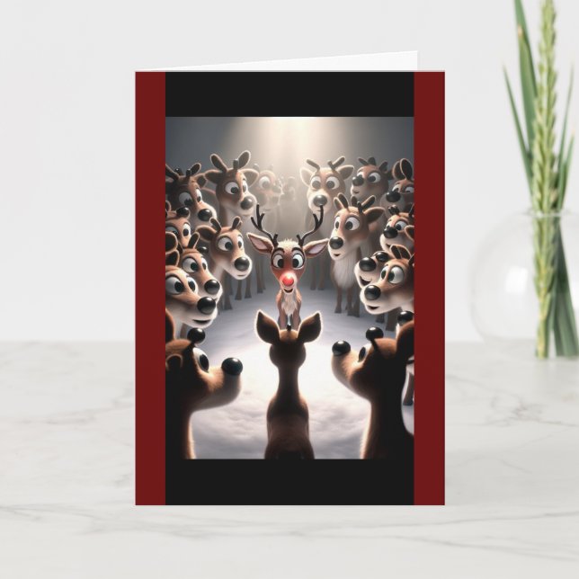 Cartes Pour Fêtes Annuelles Noël radieux de Rudolph (Devant)