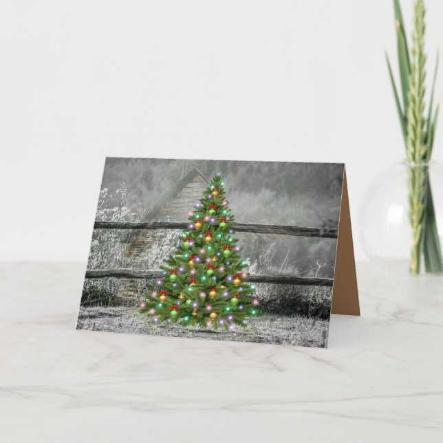 Cartes Pour Fêtes Annuelles Noël Ranch Rustique (Devant)