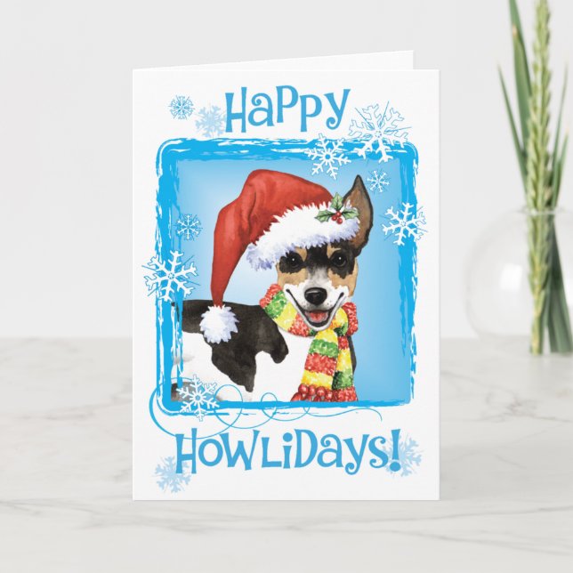 Cartes Pour Fêtes Annuelles Noël Rat Terrier (Devant)