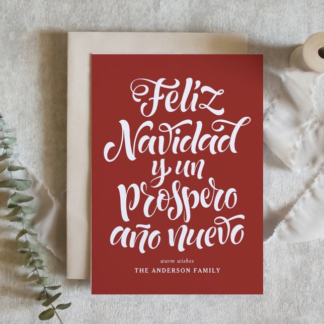 Cartes Pour Fêtes Annuelles Noël Red Feliz Navidad (Créateur téléchargé)