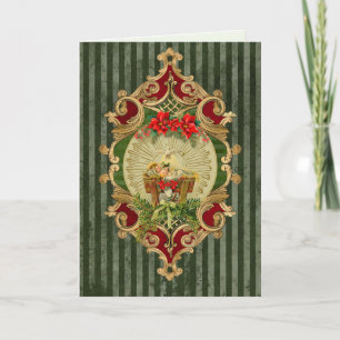 Cartes Pour Fêtes Annuelles Noël religieux Jésus dans la crèche Vintage