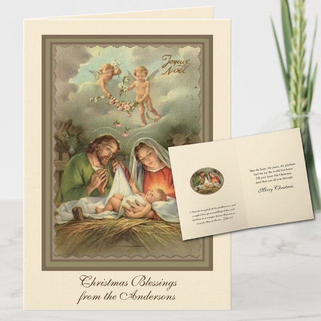 Cartes Pour Fêtes Annuelles Noël religieux Jésus Saint Joseph Vierge Marie (Religious Easy to Personalize Christmas Cards )