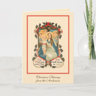 Cartes Pour Fêtes Annuelles Noël religieux Jésus Vierge Marie Anges Vacances