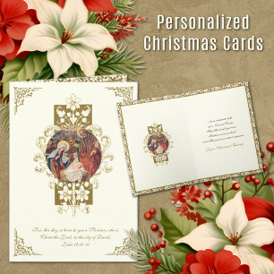 Cartes Pour Fêtes Annuelles Noël Religieux Nativité Jésus Marie Joseph 