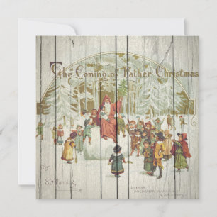Cartes Pour Fêtes Annuelles Noël Religieux Vintage Rétro Sur Bois Vintage