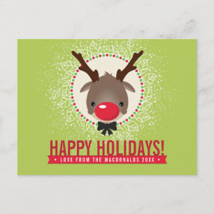 Cartes Pour Fêtes Annuelles NOËL REMERCIER les rennes de nez rouge rudolph ver