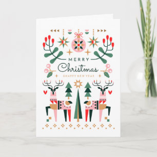 Cartes Pour Fêtes Annuelles Noël Renne Géométrique