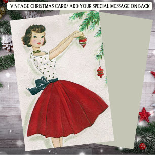 Cartes Pour Fêtes Annuelles Noël Rétro La Femme en Rouge