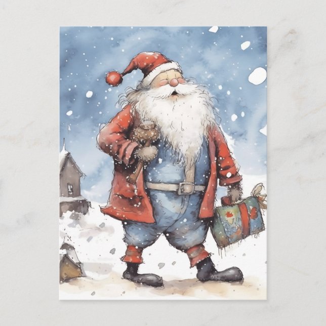 Cartes Pour Fêtes Annuelles Noël Retro père Noël (Devant)