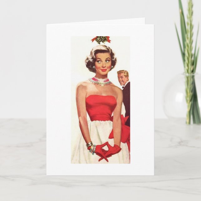 Cartes Pour Fêtes Annuelles Noël rétro - Rencontrez-moi au Mistletoe, (Devant)