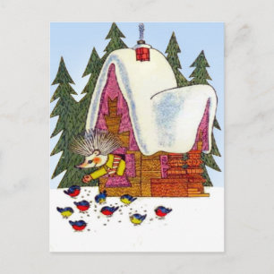Cartes Pour Fêtes Annuelles Noël rétro Vintage, Cottage de Hedgehog