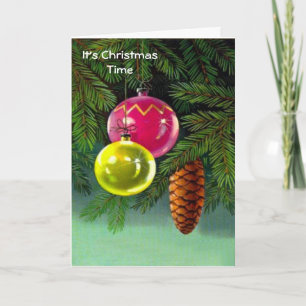 Cartes Pour Fêtes Annuelles Noël rétro Vintage, Décorations sur l'arbre