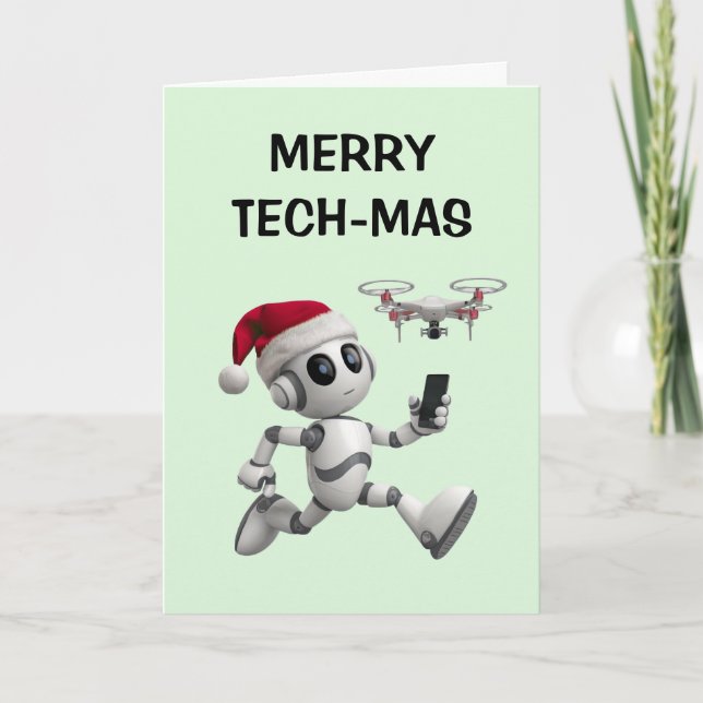 Cartes Pour Fêtes Annuelles Noël Robot Père Noël (Devant)