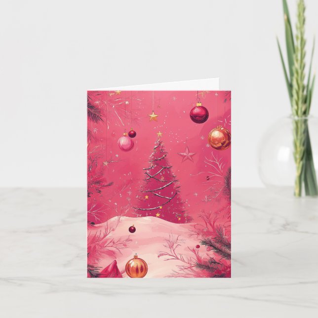 Cartes Pour Fêtes Annuelles Noël rose (Devant)