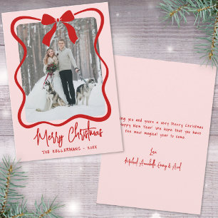 Cartes Pour Fêtes Annuelles Noël rose fantaisiste dessiné à la main