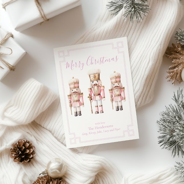 Cartes Pour Fêtes Annuelles Noël rose Nutcracker (pink nutcracker christmas holiday card)