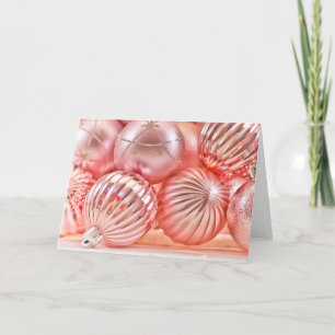 Cartes Pour Fêtes Annuelles Noël rose ornemente le blanc de vacances de Noël à