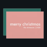 Cartes Pour Fêtes Annuelles Noël rose pâle | Simple nettoyage minimaliste<br><div class="desc">Simple et élégant "joyeux noël" citation carte de voeux avec typographie moderne en blanc sur un arrière - plan rose sombre dans un style minimaliste scandinave "scandi". La carte peut être facilement personnalisée avec votre propre salutation de vacances, nom de famille et année pour faire une carte de vacances vraiment...</div>