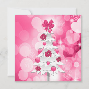 Cartes Pour Fêtes Annuelles Noël rose vif et gras avec arbre blanc