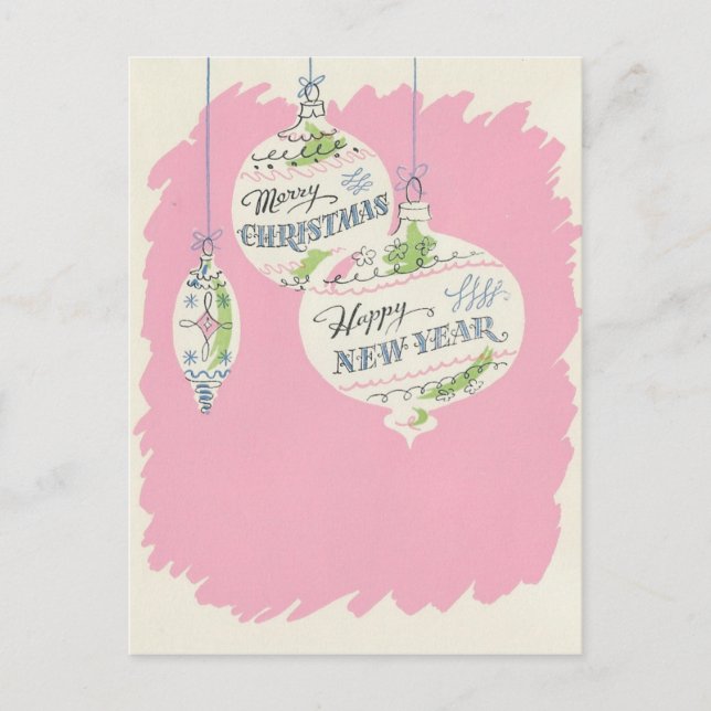 Cartes Pour Fêtes Annuelles Noël rose vintage (Devant)