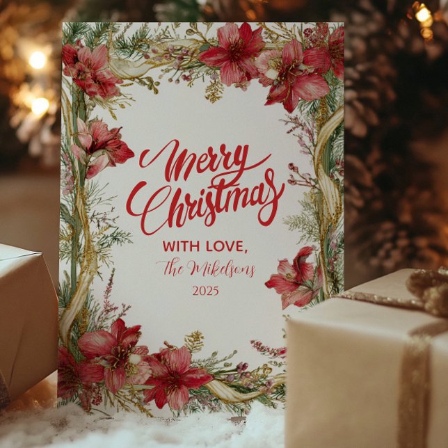 Cartes Pour Fêtes Annuelles Noël Rouge Amaryllis (Créateur téléchargé)