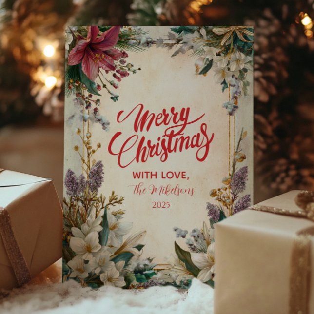 Cartes Pour Fêtes Annuelles Noël Rouge Amaryllis (Créateur téléchargé)