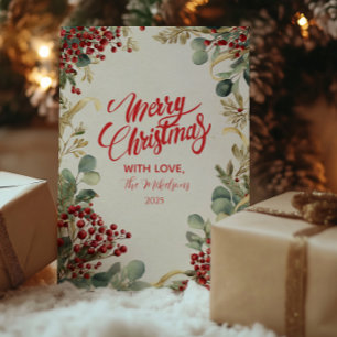 Cartes Pour Fêtes Annuelles Noël Rouge Berries verdure