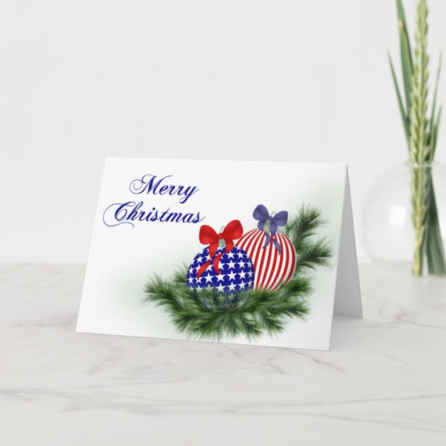 Cartes Pour Fêtes Annuelles Noël rouge, blanc et bleu (Devant)