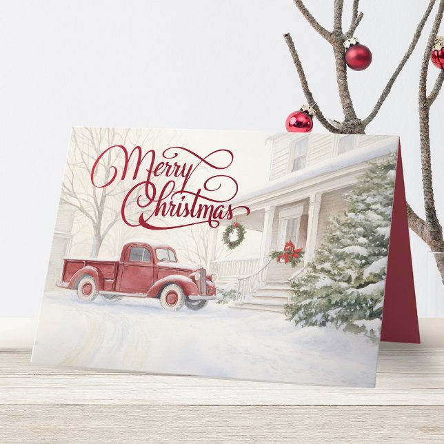 Cartes Pour Fêtes Annuelles Noël rouge Camion Noël hiver Noël (Créateur téléchargé)