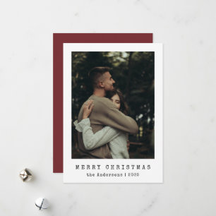 Cartes Pour Fêtes Annuelles Noël rouge de photo de couple minimaliste moderne