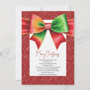 Cartes Pour Fêtes Annuelles Noël rouge et vert ruban et flocons de neige