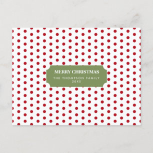 Cartes Pour Fêtes Annuelles Noël Rouge Pois Nom de famille Année
