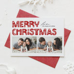 Cartes Pour Fêtes Annuelles Noël Rouge scandinave à deux photos<br><div class="desc">Envoyez une fête avec notre carte de Noël personnalisable en deux photos, avec une typographie de style scandinave. Ce collage photo de la carte de Noël marie magnifiquement l'esthétique moderne à l'esprit festif, vous permettant de présenter deux de vos photos préférées. La typographie moderne est complétée par un design minimaliste...</div>