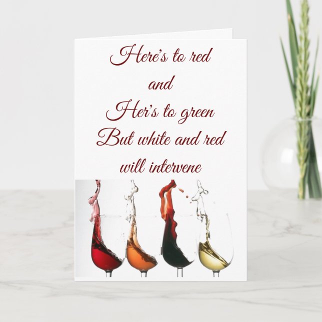 CARTES POUR FÊTES ANNUELLES NOËL ROUGE & VERT - ROUGE & BLANC POUR LE VIN! ! ! (Devant)