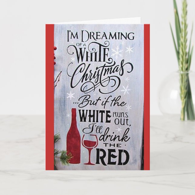 CARTES POUR FÊTES ANNUELLES NOËL ROUGE & VERT - ROUGE & BLANC POUR LE VIN! ! ! (Devant)